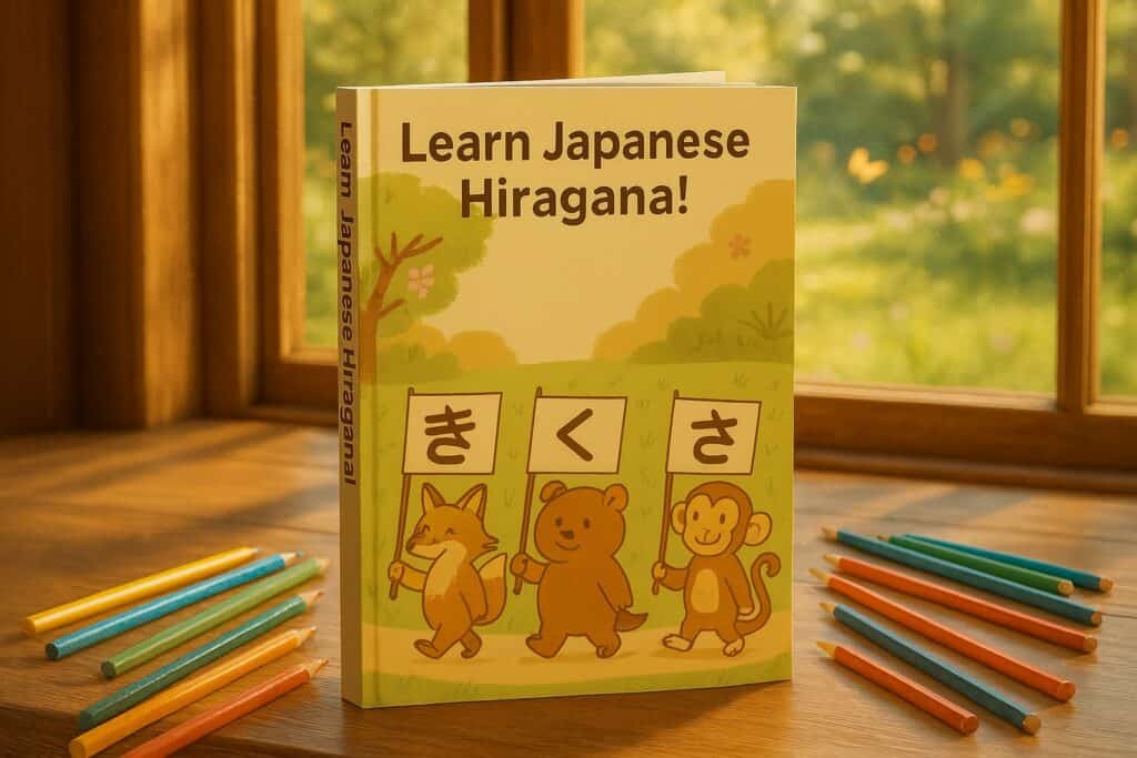 Learn Japanese Hiragana educational book for kids.
