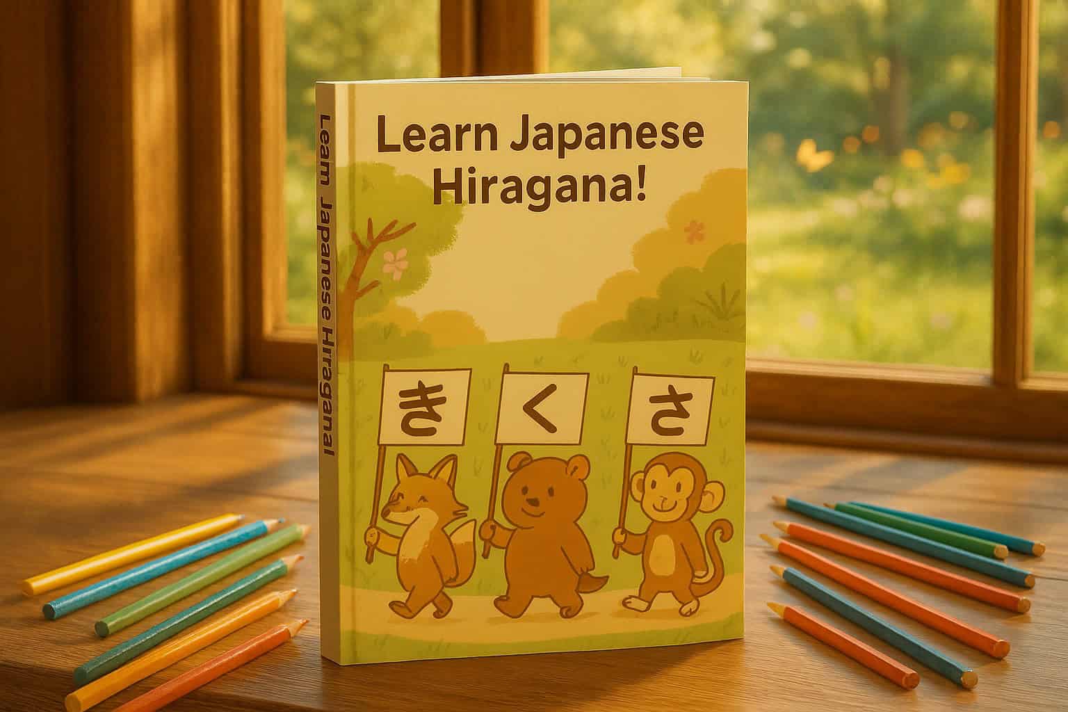 Learn Japanese Hiragana educational book for kids.
